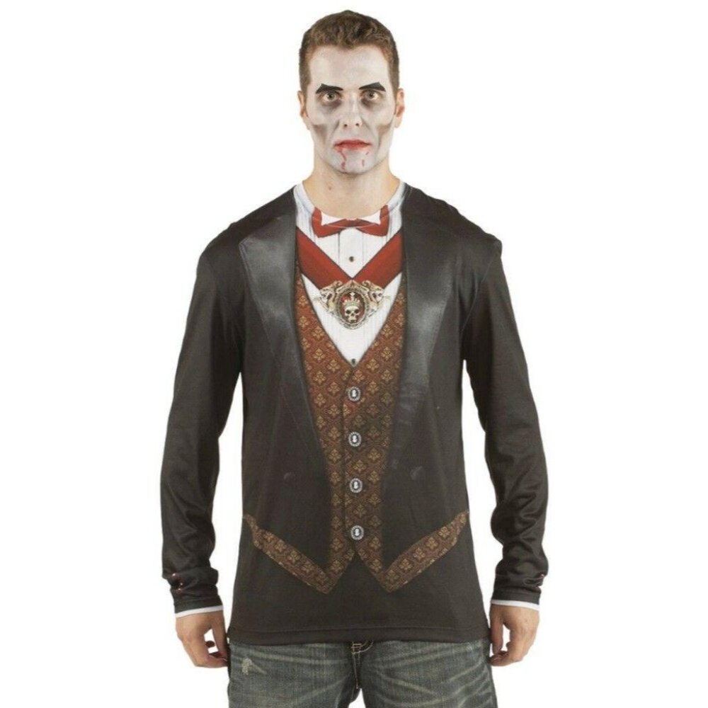 Faux Real Men's Sublimation Vampire Halloween Scary Costume Outfit Size XL
